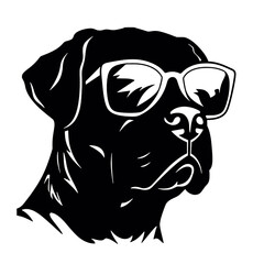 rottweiller head symbol silhouette flat design vector illustration. Dog Logo