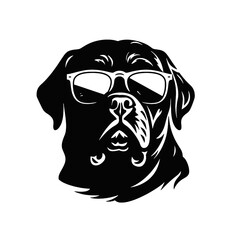 Rottweiler, Silhouettes Dog Face SVG, black and white Rottweiler vector