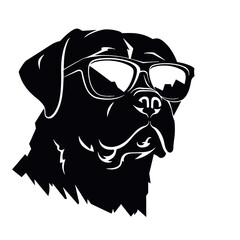 Rottweiler, Silhouettes Dog Face SVG, black and white Rottweiler vector
