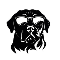 Rottweiler, Silhouettes Dog Face SVG, black and white Rottweiler vector
