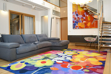 Living room with modern art prints