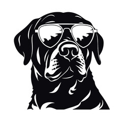 Rottweiler, Silhouettes Dog Face SVG, black and white Rottweiler vector