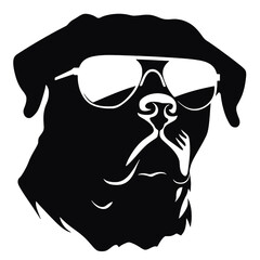 Rottweiler, Silhouettes Dog Face SVG, black and white Rottweiler vector