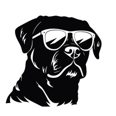 Rottweiler, Silhouettes Dog Face SVG, black and white Rottweiler vector
