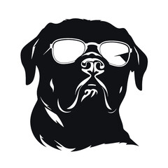 Rottweiler, Silhouettes Dog Face SVG, black and white Rottweiler vector