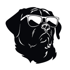 Rottweiler, Silhouettes Dog Face SVG, black and white Rottweiler vector