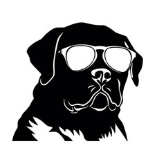 Rottweiler, Silhouettes Dog Face SVG, black and white Rottweiler vector