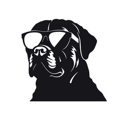 Rottweiler, Silhouettes Dog Face SVG, black and white Rottweiler vector