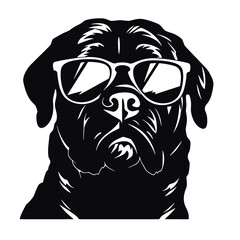 Rottweiler, Silhouettes Dog Face SVG, black and white Rottweiler vector