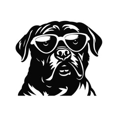 Rottweiler, Silhouettes Dog Face SVG, black and white Rottweiler vector