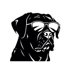 Rottweiler, Silhouettes Dog Face SVG, black and white Rottweiler vector