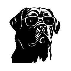 Rottweiler, Silhouettes Dog Face SVG, black and white Rottweiler vector