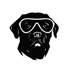 Rottweiler, Silhouettes Dog Face SVG, black and white Rottweiler vector
