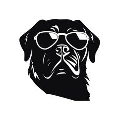 Rottweiler, Silhouettes Dog Face SVG, black and white Rottweiler vector