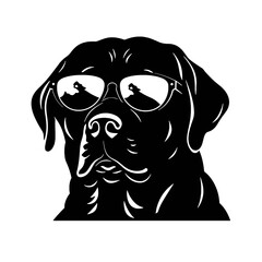 Rottweiler, Silhouettes Dog Face SVG, black and white Rottweiler vector