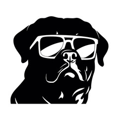Rottweiler, Silhouettes Dog Face SVG, black and white Rottweiler vector