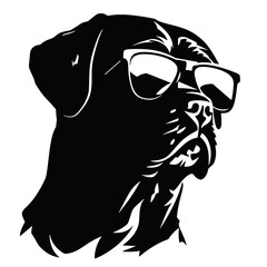 Rottweiler, Silhouettes Dog Face SVG, black and white Rottweiler vector