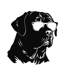 Rottweiler, Silhouettes Dog Face SVG, black and white Rottweiler vector