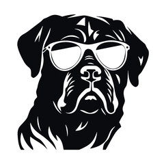 Rottweiler, Silhouettes Dog Face SVG, black and white Rottweiler vector