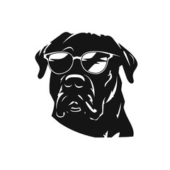 Rottweiler, Silhouettes Dog Face SVG, black and white Rottweiler vector