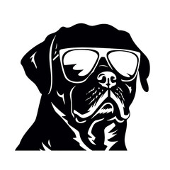 Rottweiler, Silhouettes Dog Face SVG, black and white Rottweiler vector