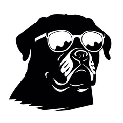 Rottweiler, Silhouettes Dog Face SVG, black and white Rottweiler vector