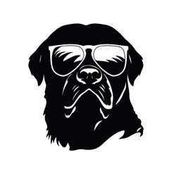 Rottweiler, Silhouettes Dog Face SVG, black and white Rottweiler vector