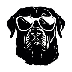 Rottweiler, Silhouettes Dog Face SVG, black and white Rottweiler vector