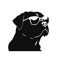 Rottweiler, Silhouettes Dog Face SVG, black and white Rottweiler vector