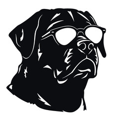 Rottweiler, Silhouettes Dog Face SVG, black and white Rottweiler vector