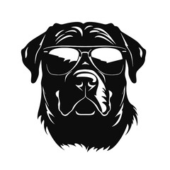 Rottweiler, Silhouettes Dog Face SVG, black and white Rottweiler vector