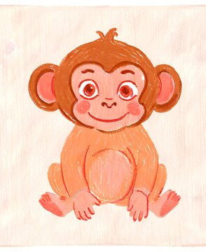 A little monkey is sitting and chilling.