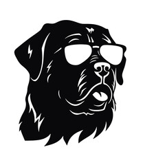 Rottweiler, Silhouettes Dog Face SVG, black and white Rottweiler vector