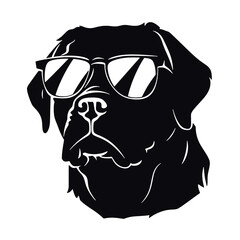 Rottweiler, Silhouettes Dog Face SVG, black and white Rottweiler vector