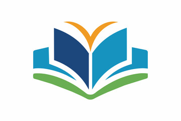 simple educational logo with book vector illustration