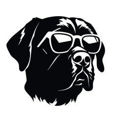 Rottweiler, Silhouettes Dog Face SVG, black and white Rottweiler vector