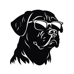 Rottweiler, Silhouettes Dog Face SVG, black and white Rottweiler vector