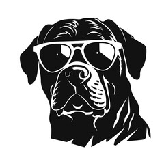 Rottweiler, Silhouettes Dog Face SVG, black and white Rottweiler vector