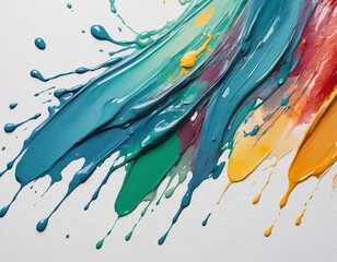 Strokes and splashes of multi-colored oil paint