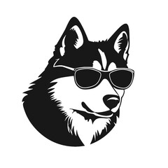Husky silhouette. Husky black icon on white background