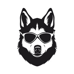Husky silhouette. Husky black icon on white background