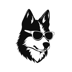 Husky silhouette. Husky black icon on white background