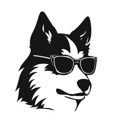 Husky silhouette. Husky black icon on white background
