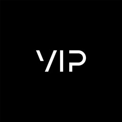 VIP logo typographic concept black and white.