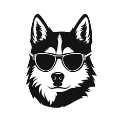 Husky banner template. Siberian Husky head on white background. Husky dog