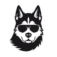 Husky banner template. Siberian Husky head on white background. Husky dog