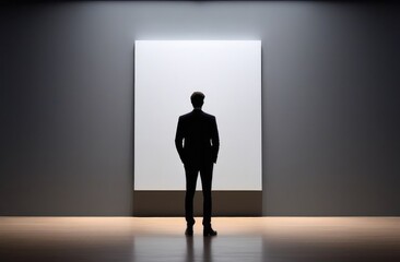 Isolated white illustration template, silhouette of man on white template background, international museum day.