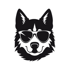 Husky banner template. Siberian Husky head on white background. Husky dog