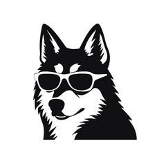 Husky banner template. Siberian Husky head on white background. Husky dog