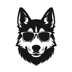 Husky banner template. Siberian Husky head on white background. Husky dog